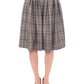 Elegant Gray Checkered Wool Shorts Skirt