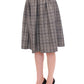 Elegant Gray Checkered Wool Shorts Skirt