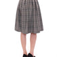 Elegant Gray Checkered Wool Shorts Skirt