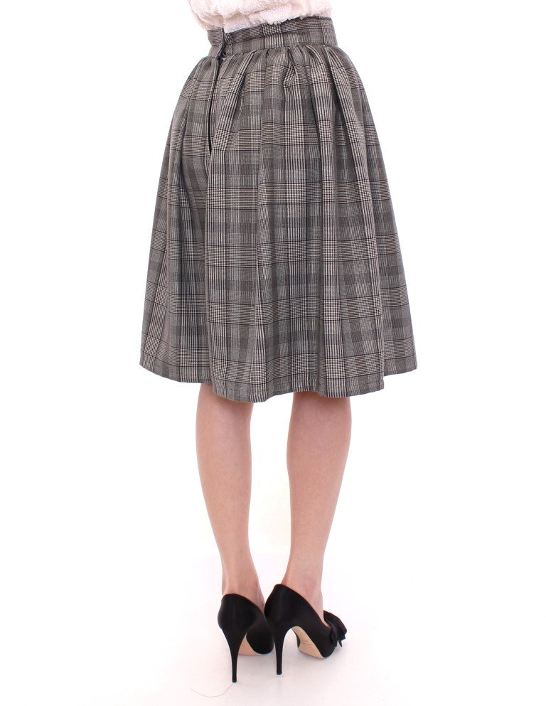 Eleganter grau karierter Shortsrock aus Wolle