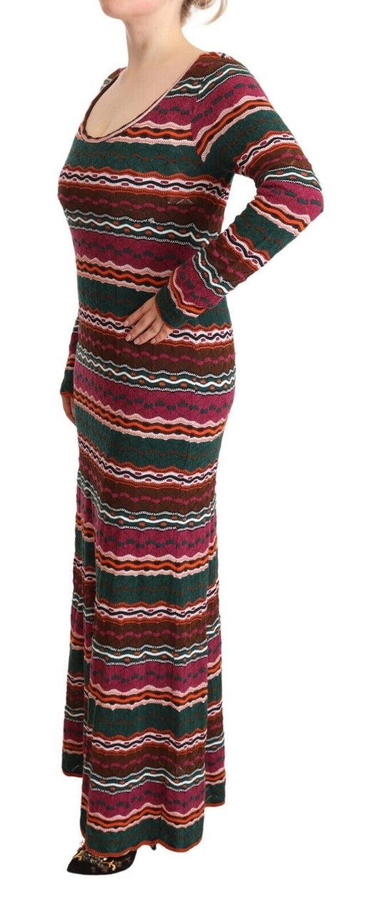 Multicolor Striped Long Sleeve Sheath Dress