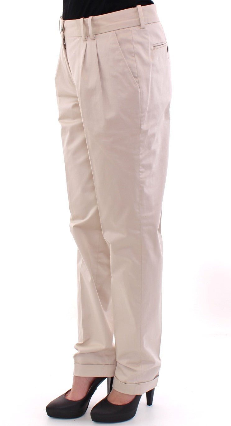 Elegante beige Baumwollhose im Regular Fit