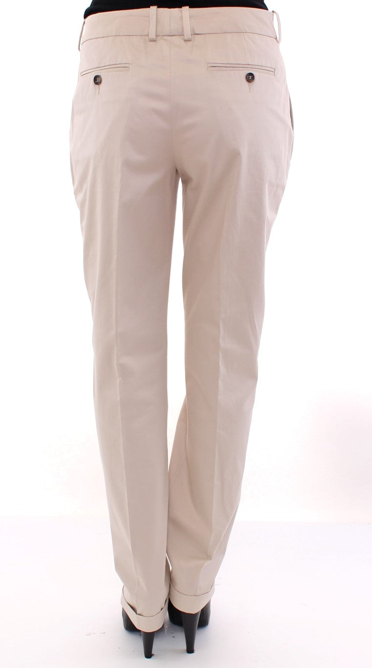 Elegante beige Baumwollhose im Regular Fit