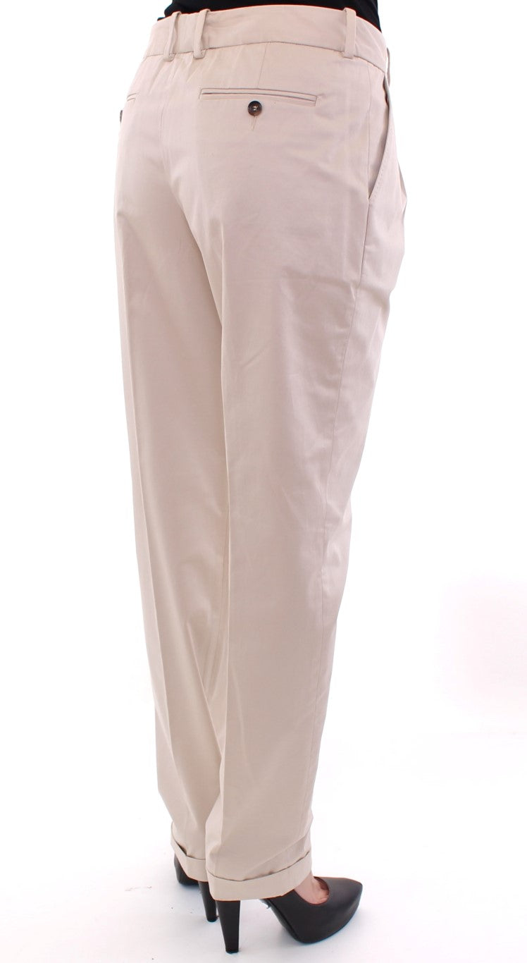 Elegante beige Baumwollhose im Regular Fit
