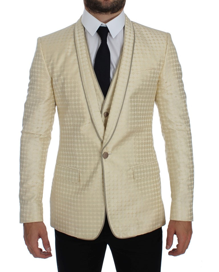 Blazer e gilet a pois beige sofisticato