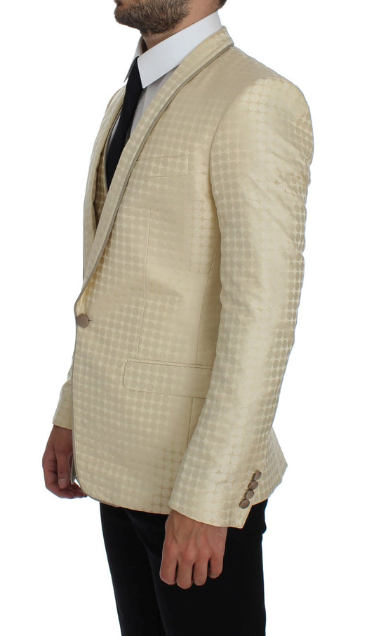 Blazer e gilet a pois beige sofisticato