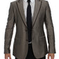 Elegant Brown Silk Two-Button Slim Blazer