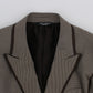 Elegant Brown Silk Two-Button Slim Blazer