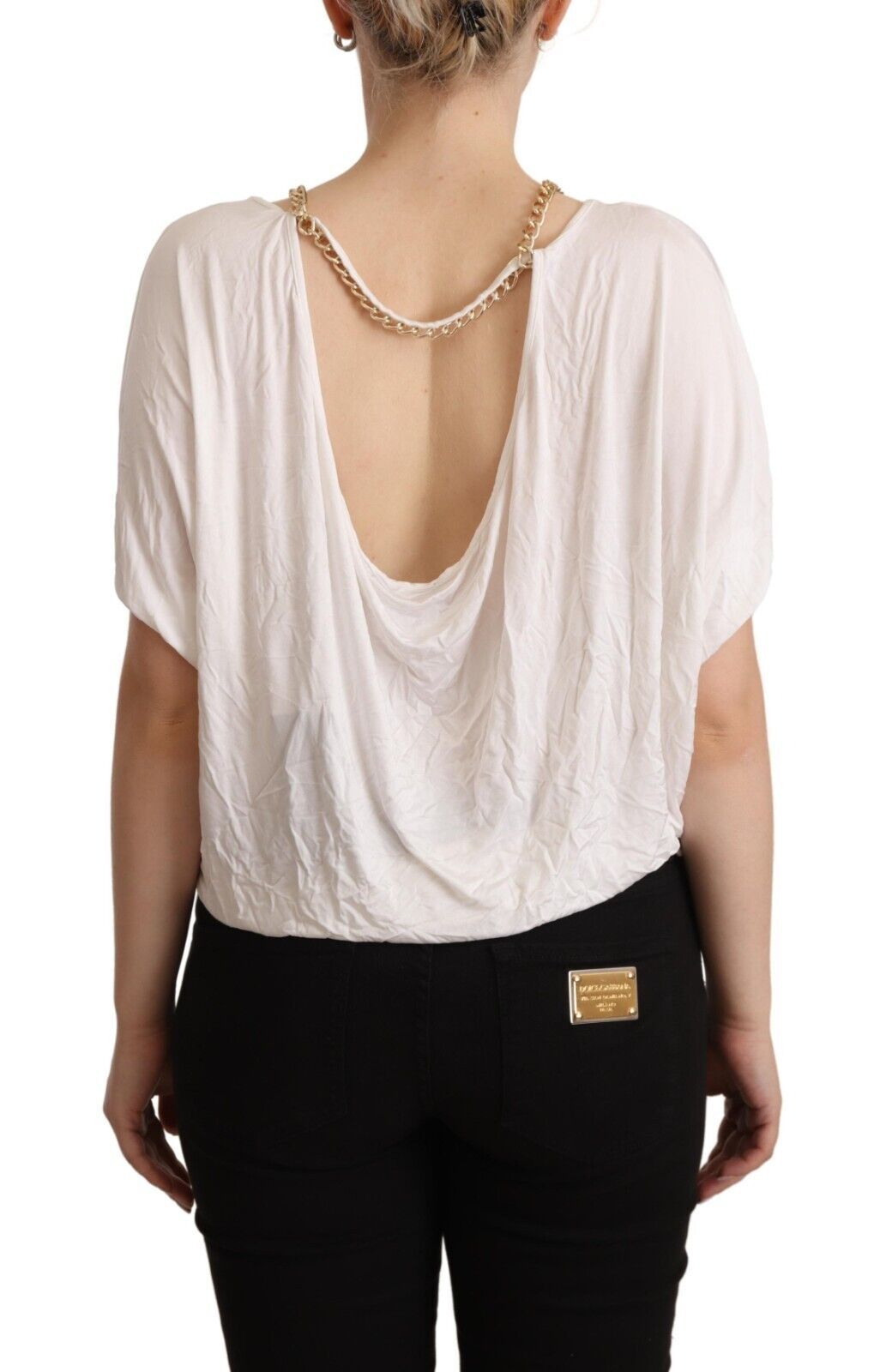 Elegantes T-Shirt-Oberteil mit weißer Goldkette