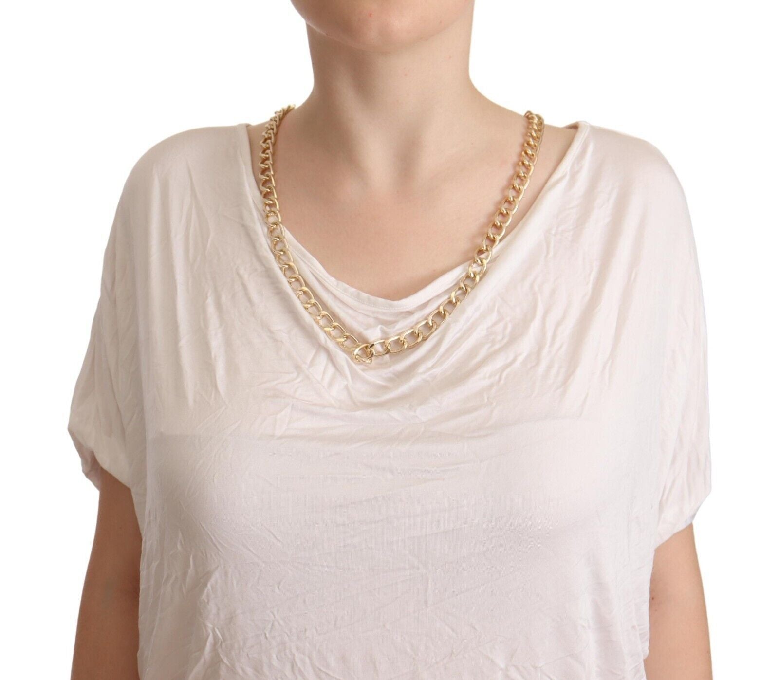 Elegantes T-Shirt-Oberteil mit weißer Goldkette