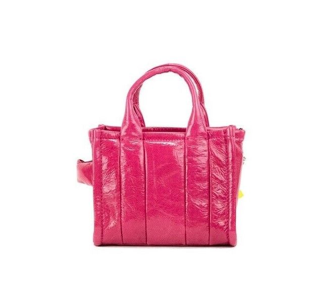 Die Shiny Crinkle Micro Tote Magenta Leder Umhängetasche Handtasche