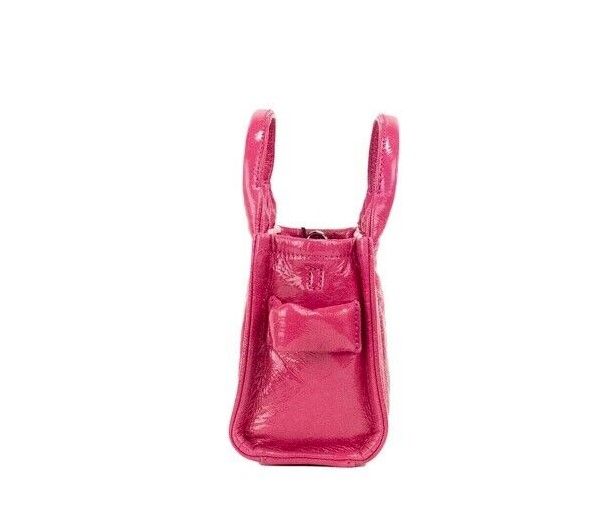 Die Shiny Crinkle Micro Tote Magenta Leder Umhängetasche Handtasche