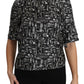 Dolce & Gabbana Black Musical Instruments Print Silk Blouse