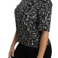 Dolce & Gabbana Black Musical Instruments Print Silk Blouse