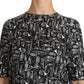 Dolce & Gabbana Black Musical Instruments Print Silk Blouse