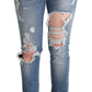 Jeans skinny in denim effetto used chic