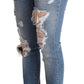 Jeans skinny in denim effetto used chic