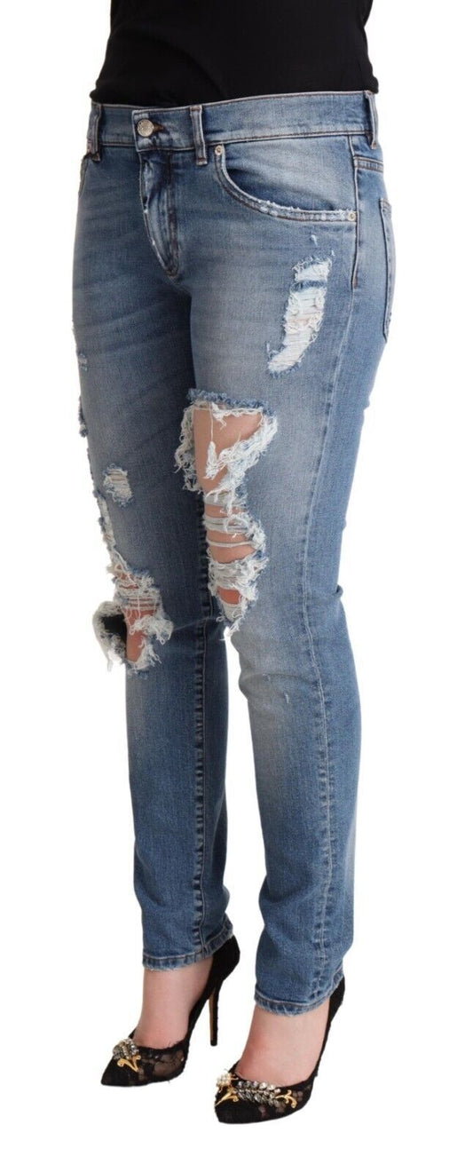 Jeans skinny in denim effetto used chic