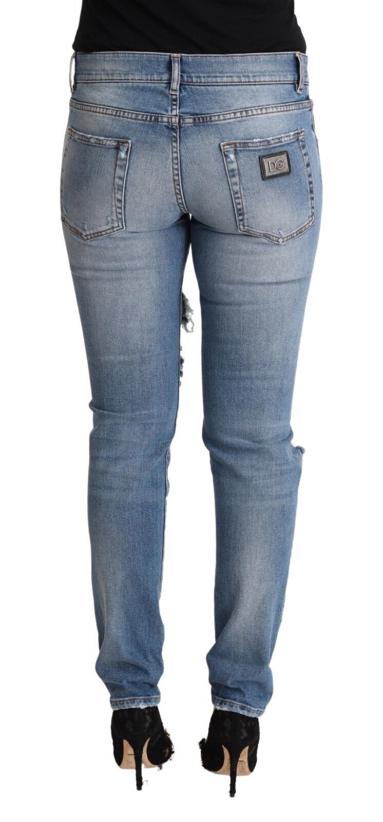 Jeans skinny in denim effetto used chic