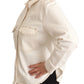 Elegant White Long Sleeve Collared Polo Top