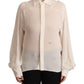 Elegant Off White Silk Long Sleeve Blouse