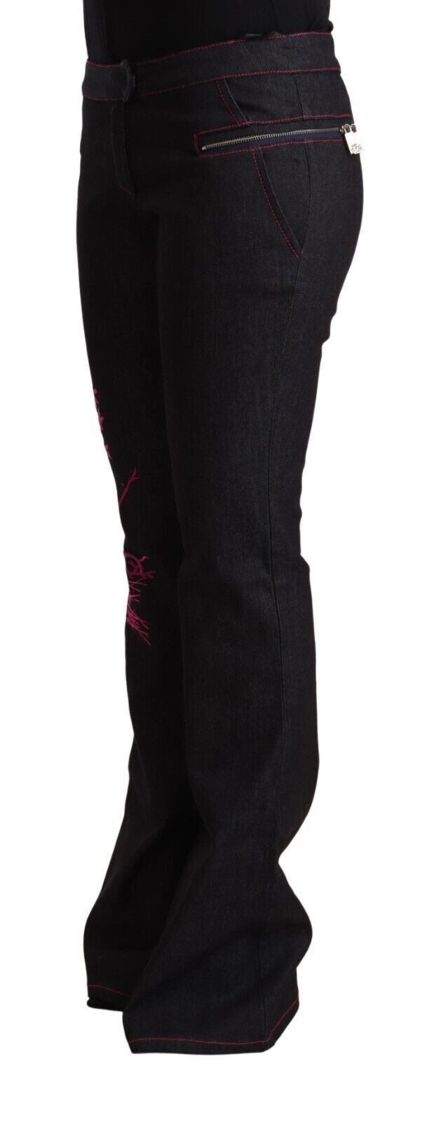 Schicke schwarze Schlagjeans mit mittlerer Taille