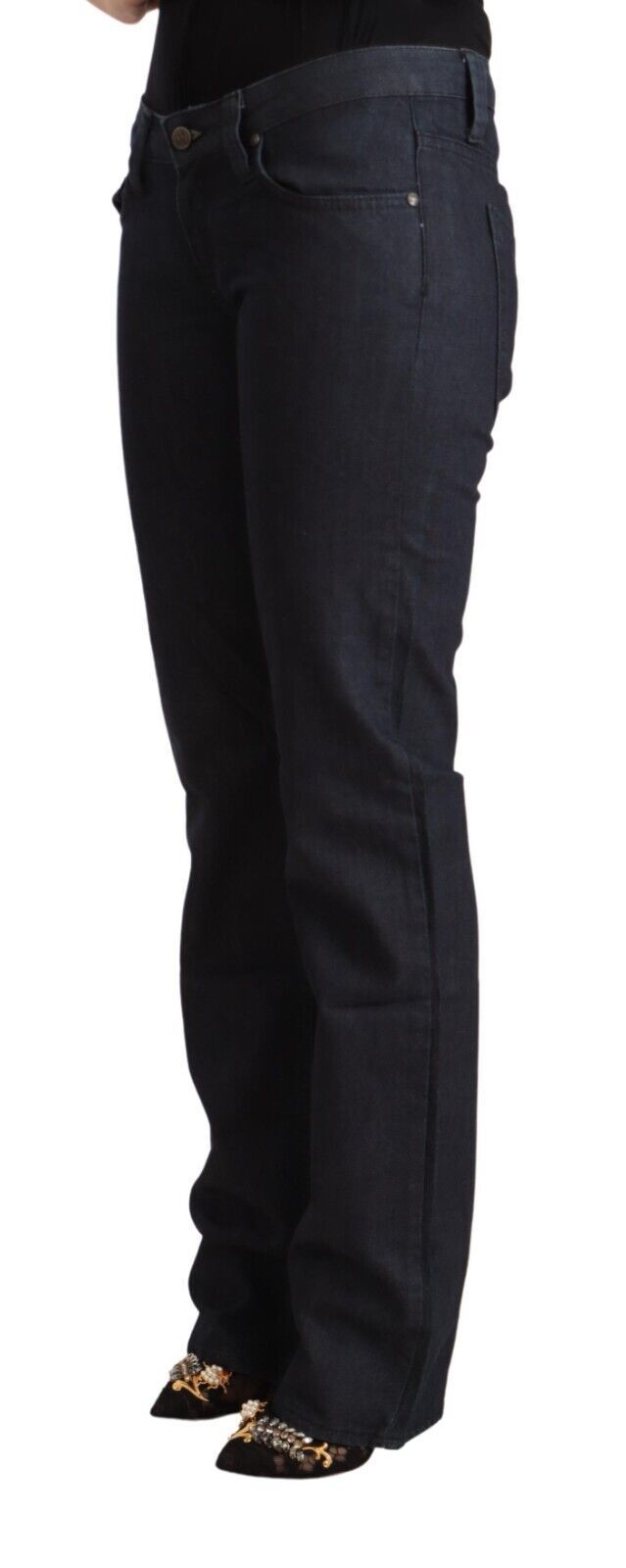 Schicker dunkelblauer Low Waist Straight Denim