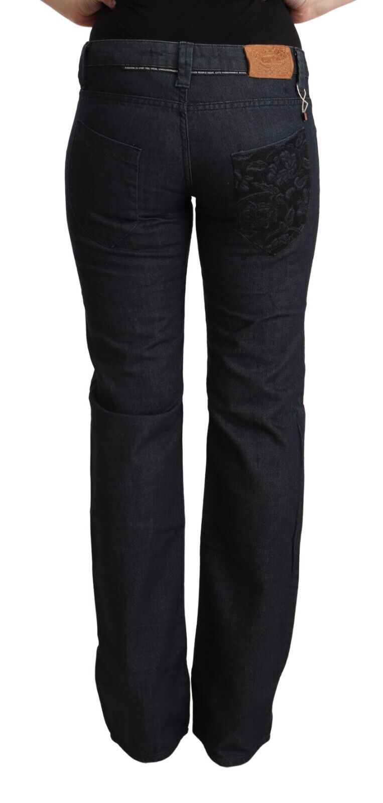 Schicker dunkelblauer Low Waist Straight Denim