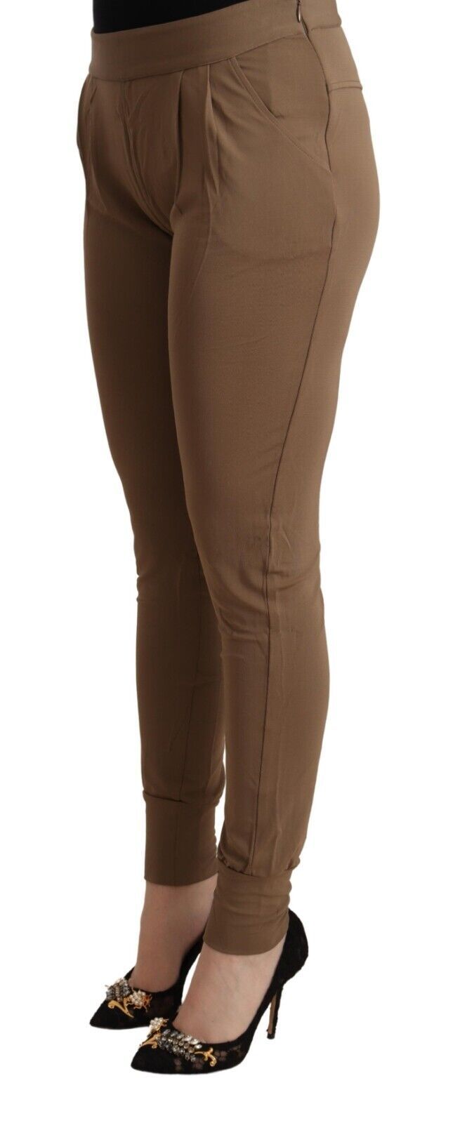 Schicke braune konische Hose mit mittlerer Taille