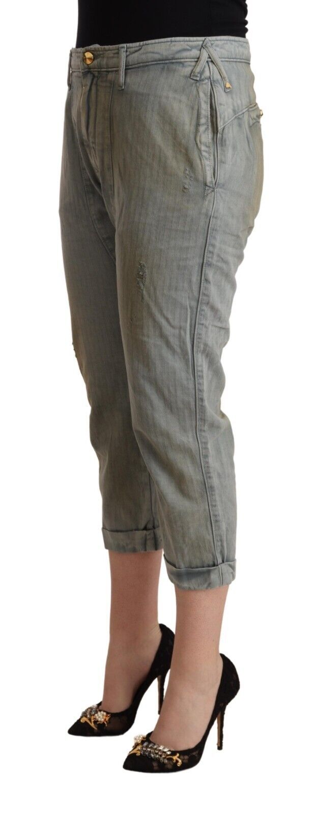 Schicke, verkürzte Skinny-Hose mit mittlerer Taille