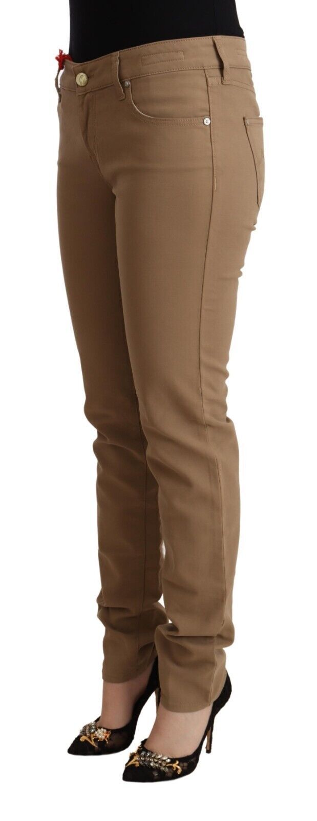 Elegante braune Skinny-Hose mit mittlerer Taille