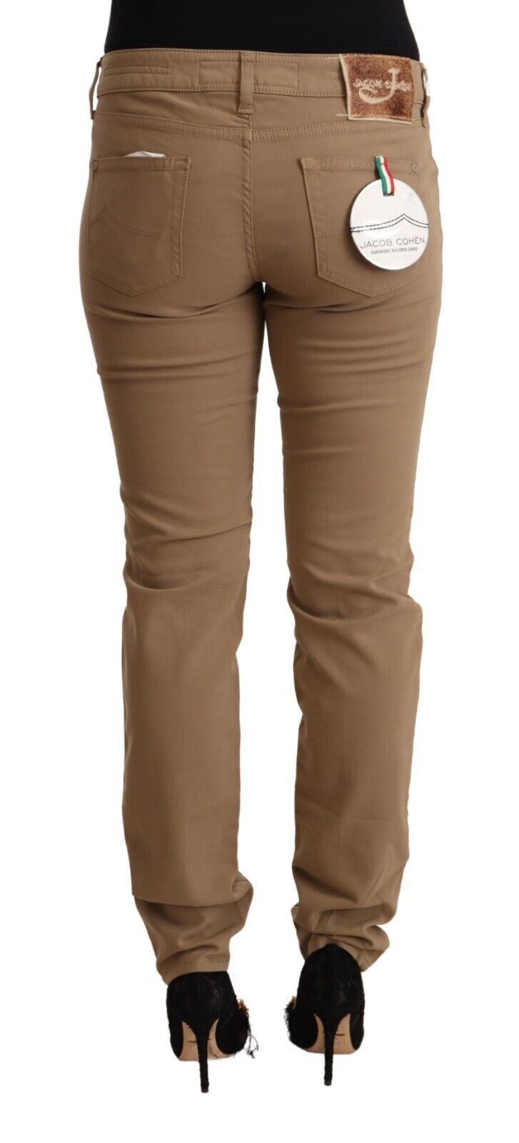 Elegante braune Skinny-Hose mit mittlerer Taille