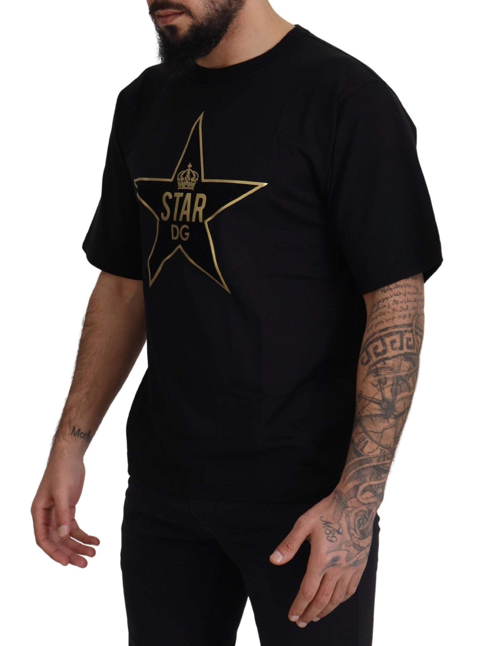 T-Shirt mit Rundhalsausschnitt und goldenem Stern-DG-Emblem