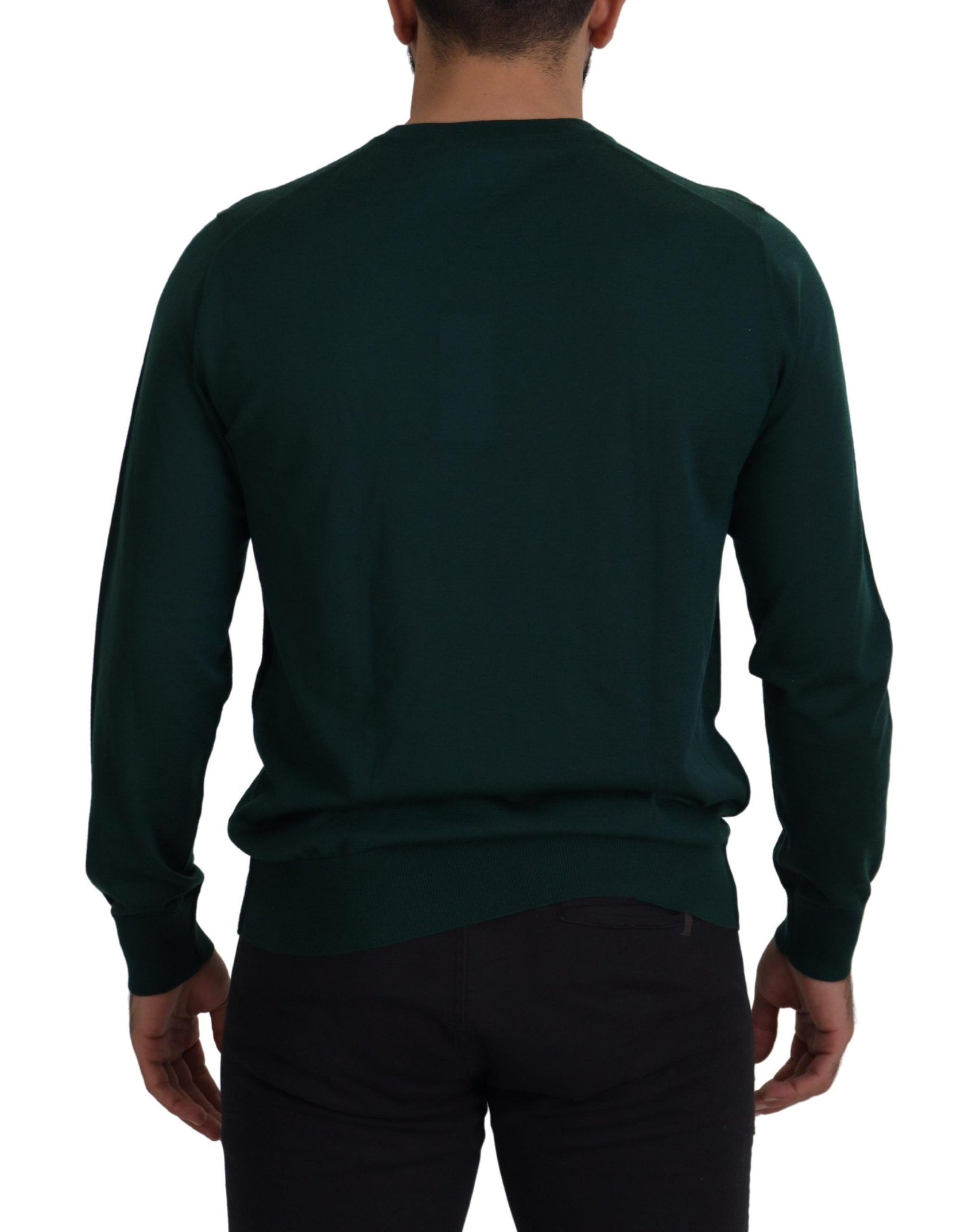 Eleganter grüner Kaschmirpullover mit Rundhalsausschnitt