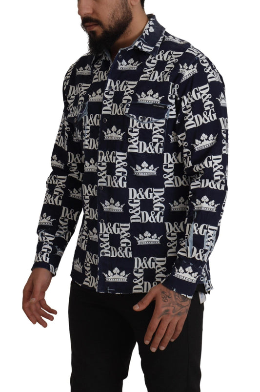 Elegantes Slim Fit Blue Crown Hemd