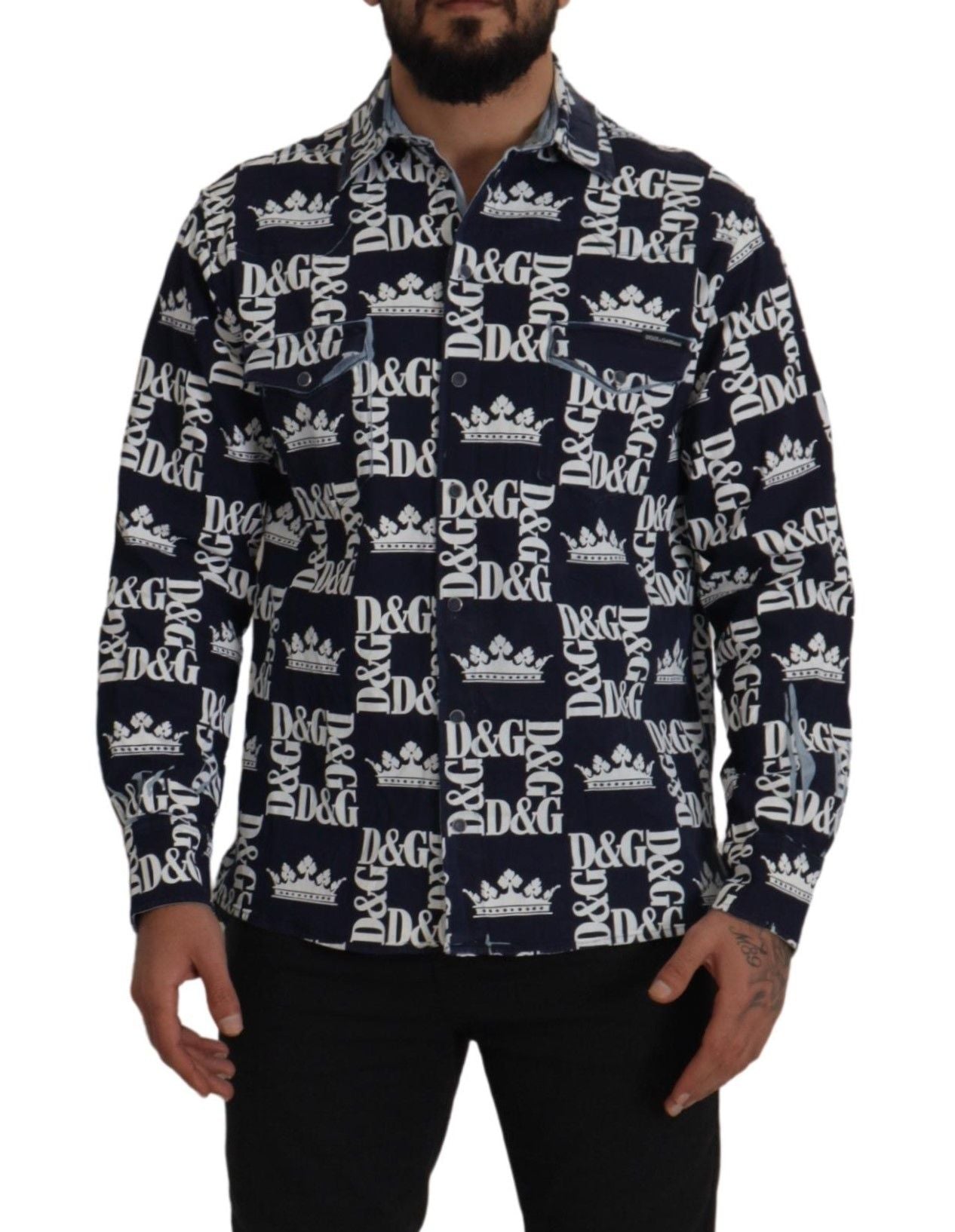 Elegantes Slim Fit Blue Crown Hemd