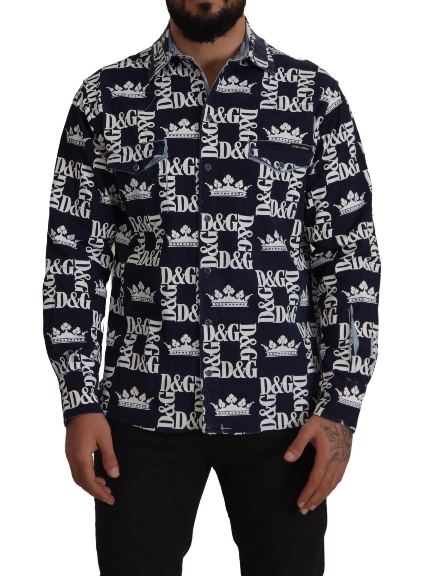 Elegantes Slim Fit Blue Crown Hemd
