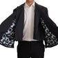 Eleganter zweireihiger Blazer aus marineblauem Leinen