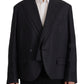 Eleganter zweireihiger Blazer aus marineblauem Leinen