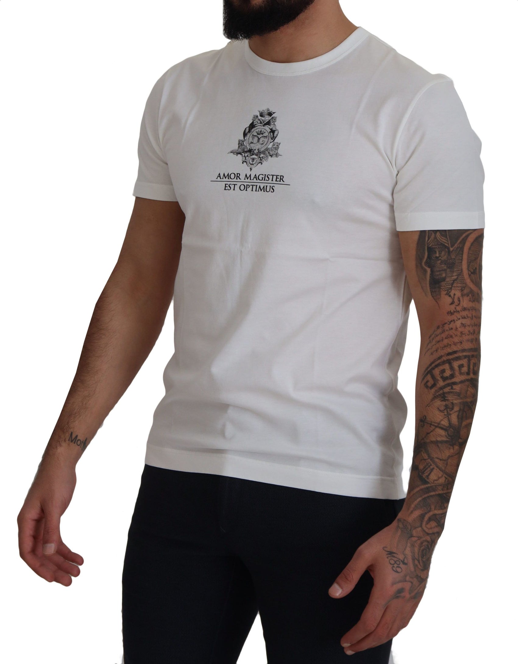 Schickes weißes Baumwoll-T-Shirt mit Logo-Print