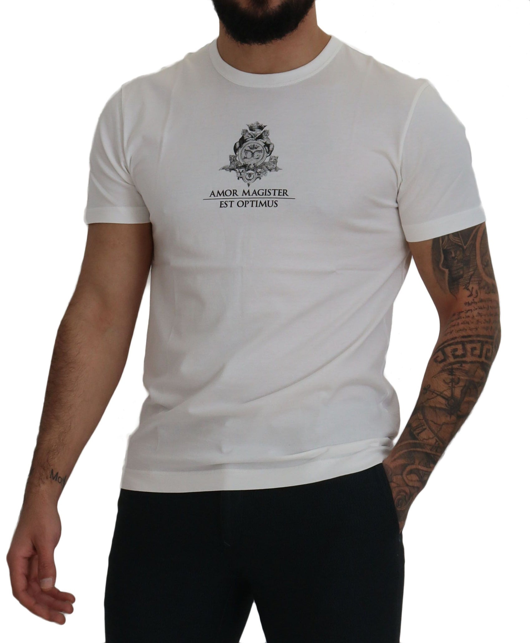 Schickes weißes Baumwoll-T-Shirt mit Logo-Print