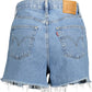 Chic Fringed Hem Denim Shorts in Light Blue