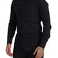 Elegantes Slim Fit Hemd aus schwarzer Baumwolle