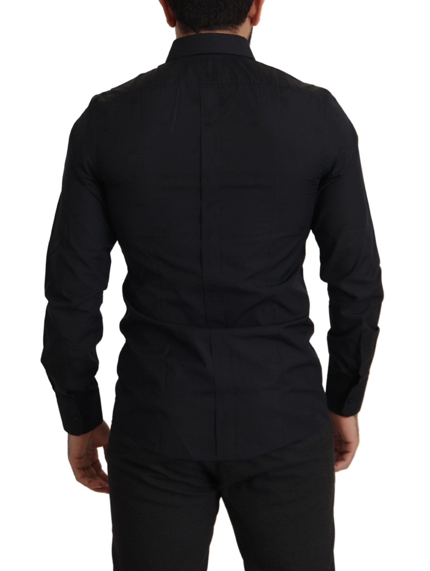 Elegantes Slim Fit Hemd aus schwarzer Baumwolle
