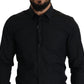Elegantes Slim Fit Hemd aus schwarzer Baumwolle
