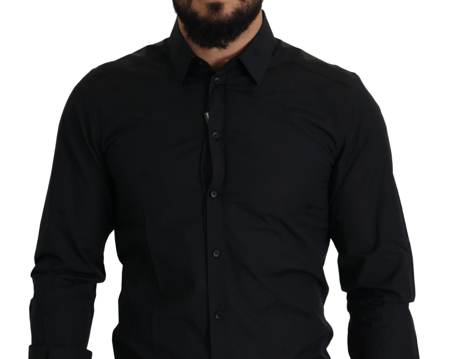 Elegantes Slim Fit Hemd aus schwarzer Baumwolle