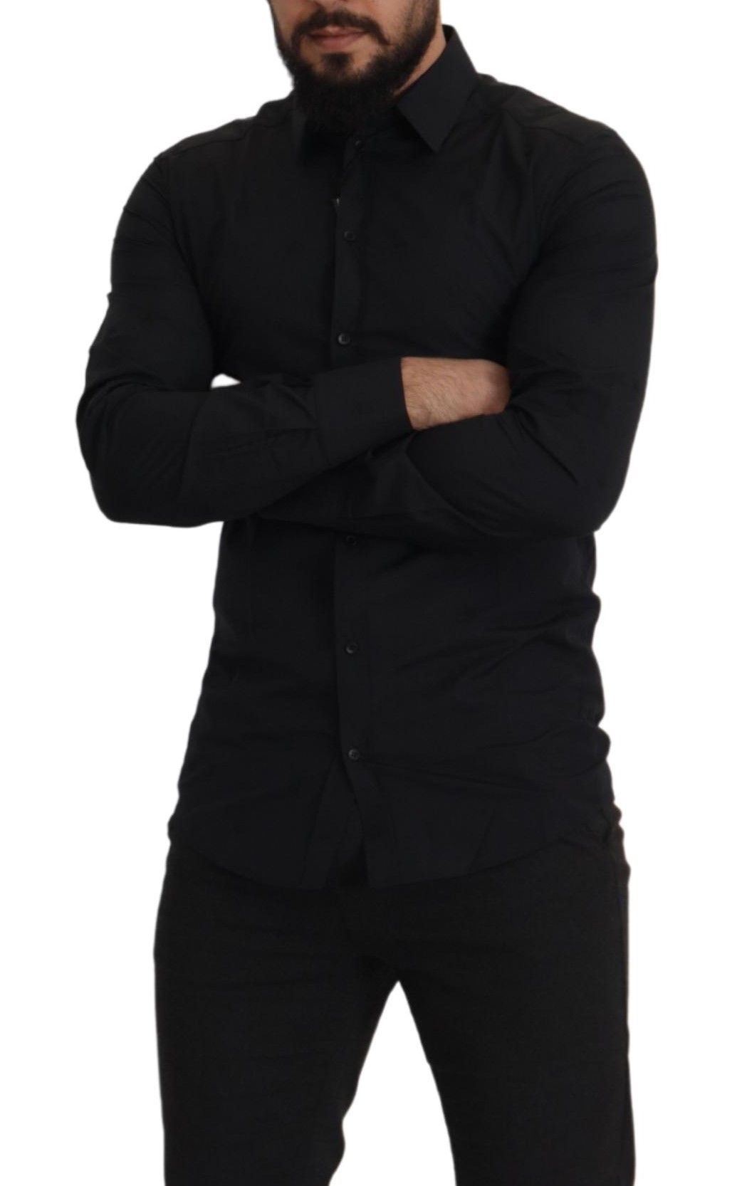 Elegantes Slim Fit Hemd aus schwarzer Baumwolle