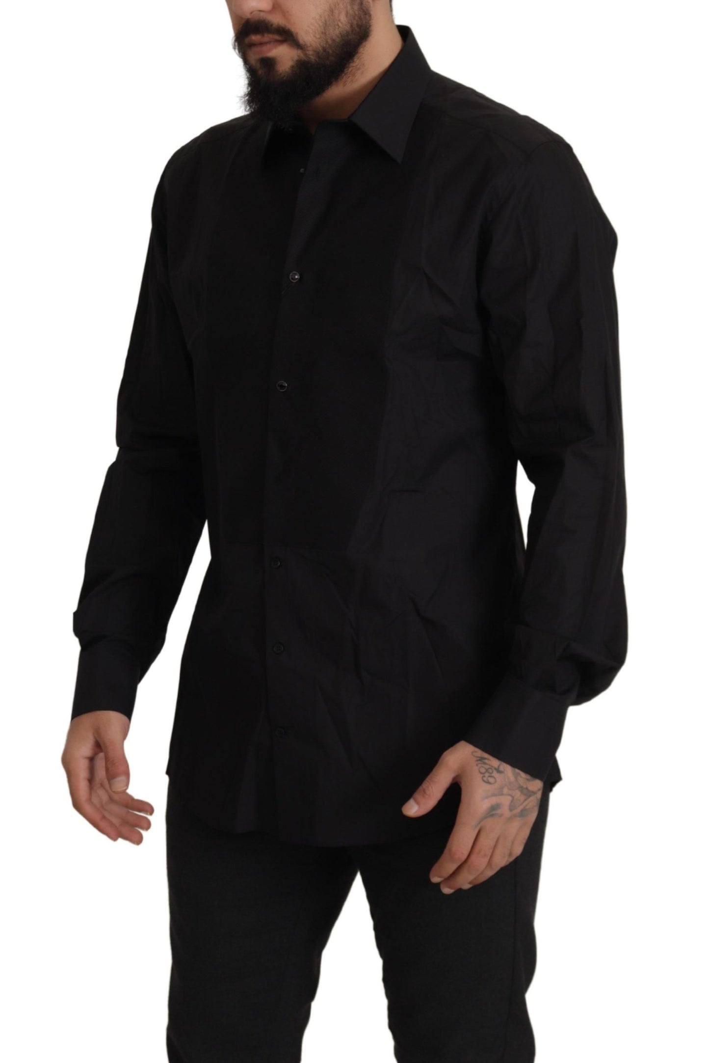 Elegantes schwarzes Smokinghemd – Slim Fit