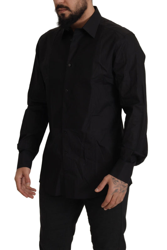 Elegantes schwarzes Smokinghemd – Slim Fit