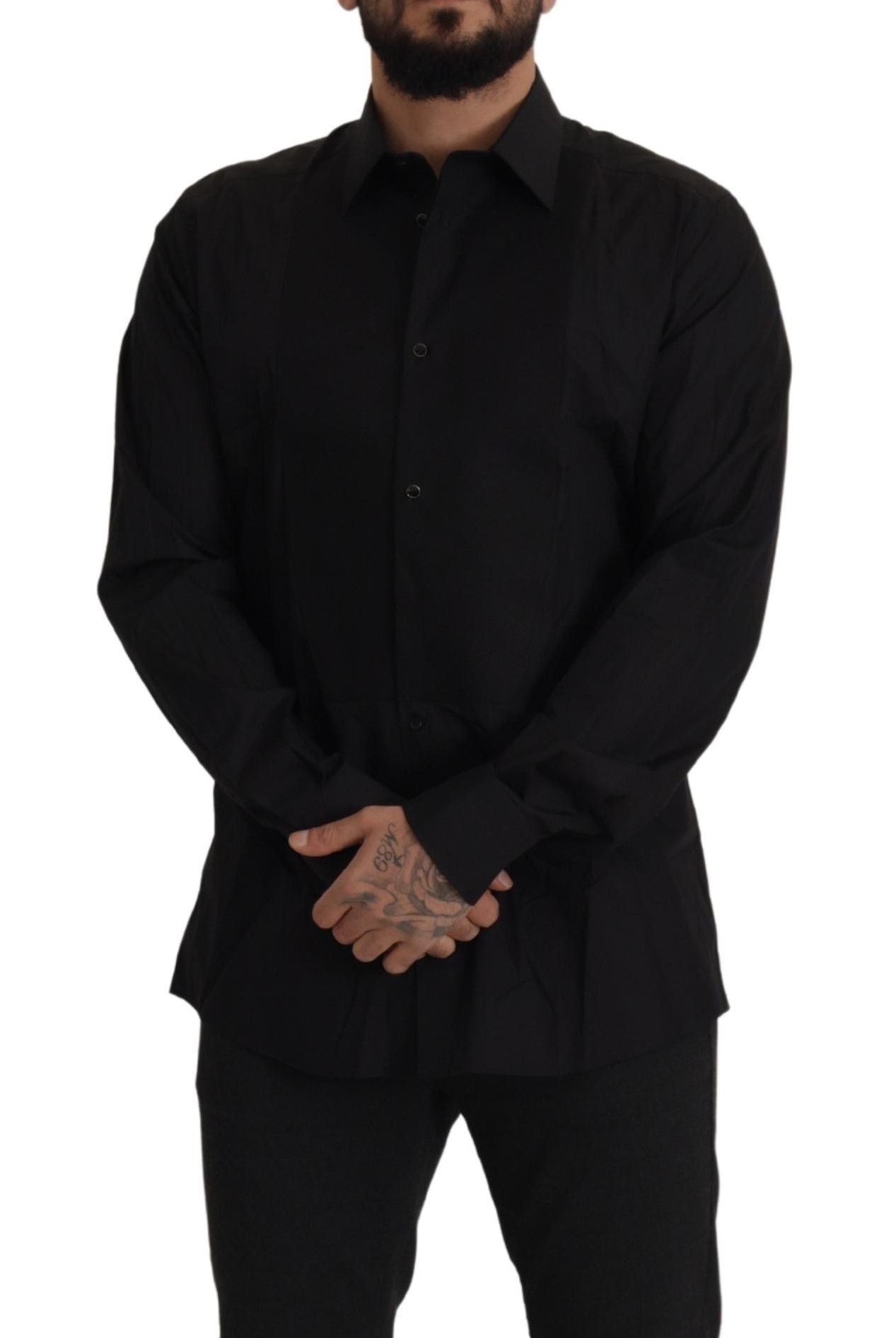 Elegantes schwarzes Smokinghemd – Slim Fit